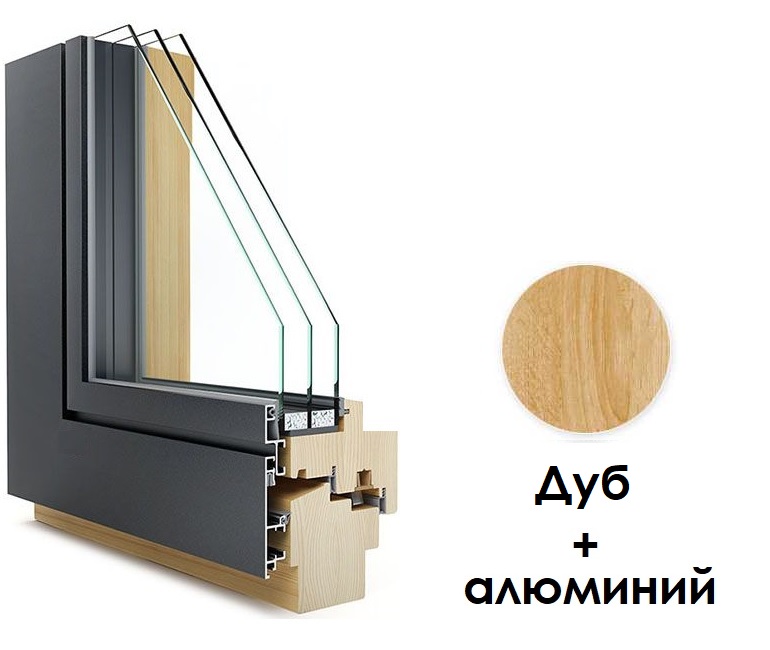 Дерево алюминиевые окна из дуба